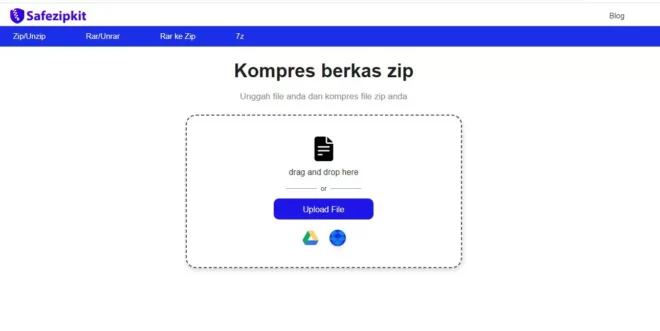 Cara Memperkecil Ukuran File Zip Online Via SafeZipKit